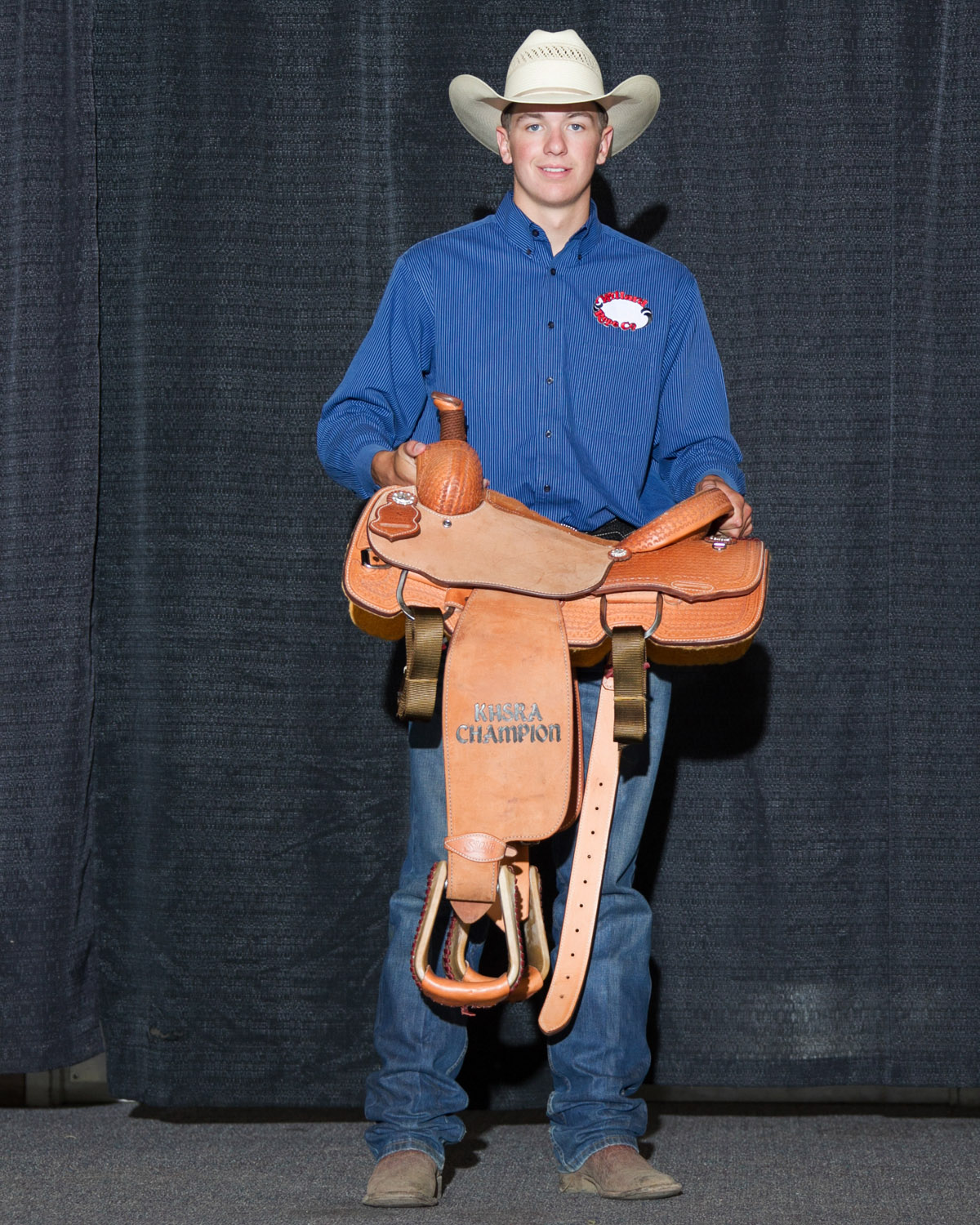 Cooper Martin, Alma, was honored as the all-around cowboy at the conclusion of the Kansas High School Rodeo Finals in Topeka. He was the yearend champion in calf roping and third in team roping, with Riccki Yaussi, Udall, qualifying in both events to compete at the National High School Finals Rodeo, July 13-19, in Rock Springs, Wyoming. (Photo courtesy Kent Kerschner, www.fotocowboy.com, kent@fotocowboy.com.)