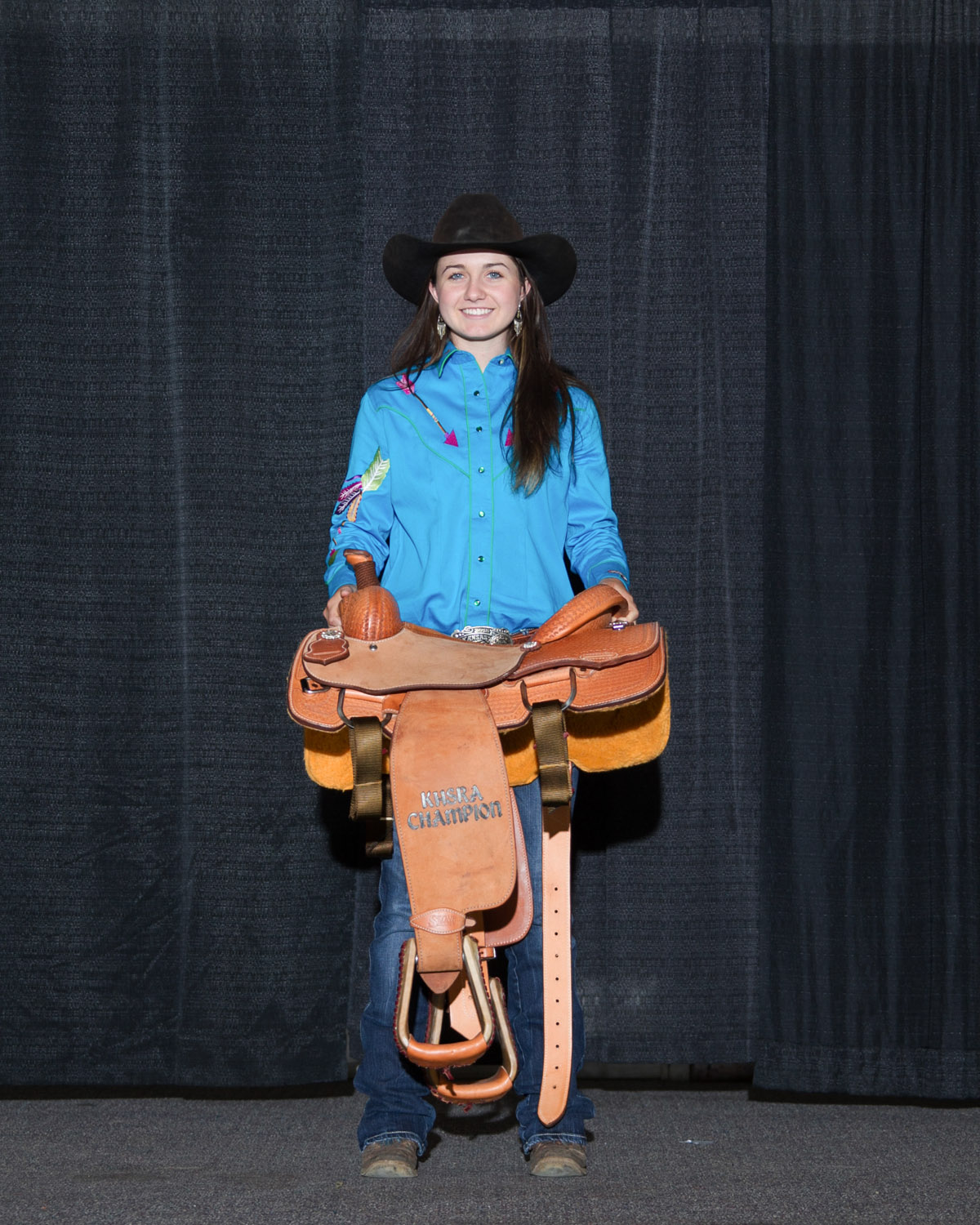 All-around cowgirl title was awarded to Paige Wiseman, Paola, at the conclusion of the Kansas High School Rodeo Finals in Topeka. She was the yearend champion in breakaway roping and girls cutting as well as ranking in the top four in both goat tying and pole bending, qualifying to complete in all four events at the National High School Rodeo Finals, July 13-19, in Rock Springs, Wyoming (Photo courtesy Kent Kerschner, www.fotocowboy.com, kent@fotocowboy.com.)