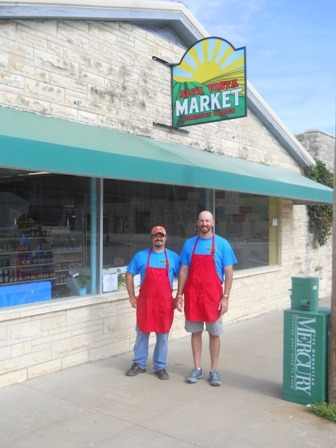 Owner Shane Tiffany, right, and manager Aaron Monihen are out front of the new Alta Vista Market serving the western Wabaunsee County small town and surrounding communities.