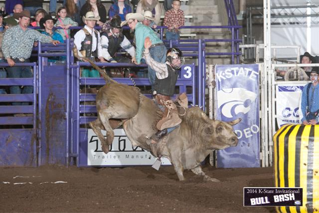 Kolten Beck, Clay Center, has rodeo genes of the world renowned Roberts rodeo family of Strong City, and has aspirations to be a champion like his ancestors of more than half a century ago. A junior studying ag technology at Kansas State University in Manhattan, Beck competed in bull riding out of the university’s Purple Power chutes during January. (Copyrighted photo courtesy of Kent Kerschner Photography, “Foto Cowboy,” fotocowboy@sbcglobal.net.)