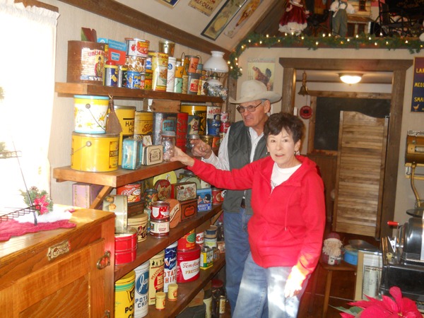 Merchandise tins and signs have been collected, are displayed and for sale in Sandy’s  Country Store at the Circle B- near Emporia.
