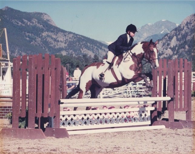 Kylie Fowler, then nine, rode Patch in an “A” hunter-jumper show at Estes Park , Colorado.