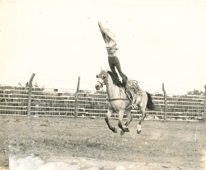 World champion cowgirls were honored right up with the cowboys in earlier generations, and Marjorie Roberts was a champion bronc rider also recognized as much for her diverse contract acts including trick riding at major rodeos around the country.
