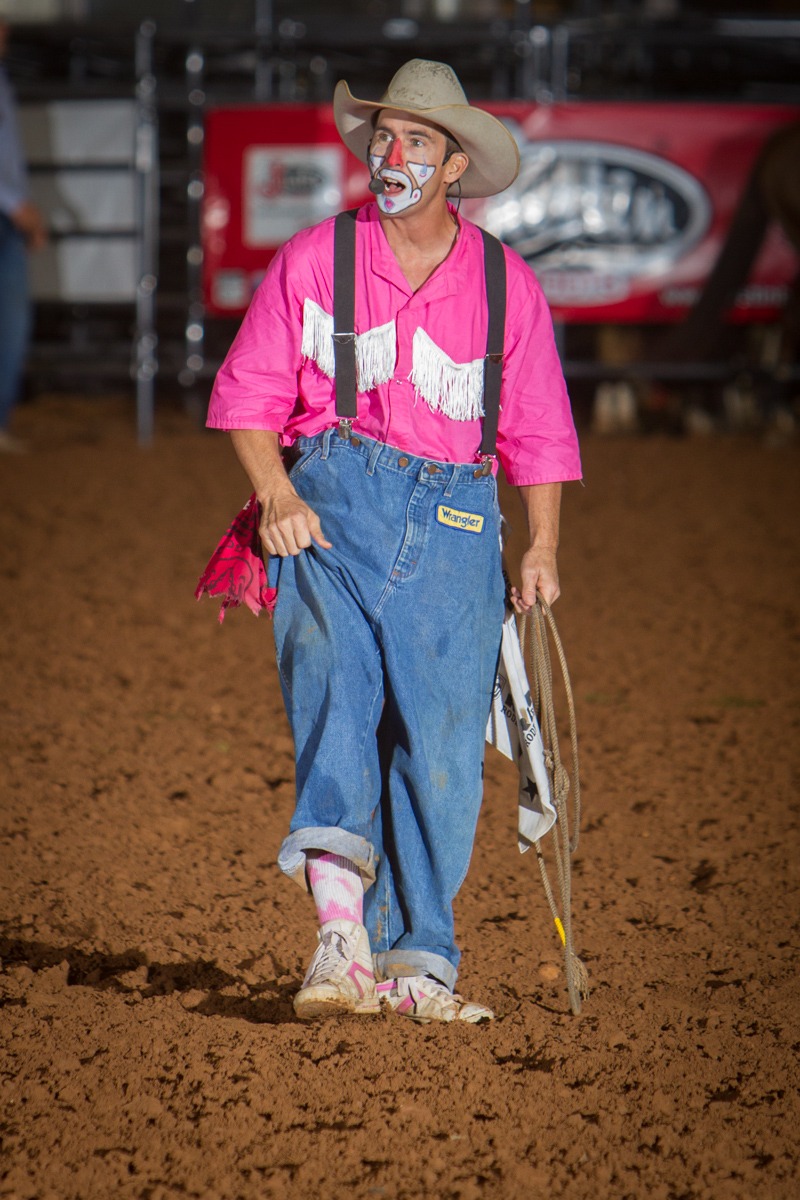   Funnyman Brian Potter, a bullfighter in his own right, will be coming all of the way from Newville, Alabama, to entertain the crowd, and work in and out of the clown barrel assisting bullfighters Garrett Kissack and Daniel Dyson in saving fallen cowboys from injury in the big bad bull riding climax rodeo event each night of the Flint Hills Rodeo, June 4-5-6, at Strong City.