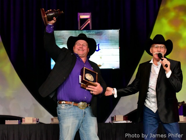 Justin Rumford, Abbyville native, now of Ponca City, Oklahoma, was honored by the Professional Rodeo Cowboys Association during the National Finals Rodeo in Las Vegas with two awards, as the Clown of the Year and Coors Man in the Can.