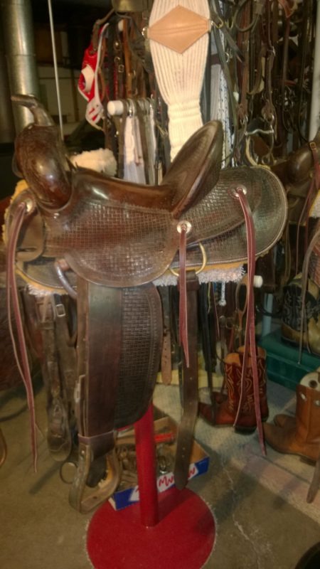 When a combine accident forced Clarence Buchman off the farm in the mid-’40s, he kept his saddle. Now restored, the Hamley & Company saddle Number 237saddle, has the serial number 2890, custom made for catalog order number 3103-91, of Ben H. Watkins, Homer, Idaho, who bought the new saddle for $87, on August 27, 1919.