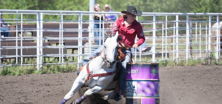 Kayla Olson of Coldwater was yearend champion in barrel racing in the Kansas High School Rodeo Association enroute to the finals runnerup all-around cowgirl title. Shown there last year, she’ll be competing at the National High School Rodeo Finals in Wyoming during July. (Photo from JenningsRodeoPhotography.com)
