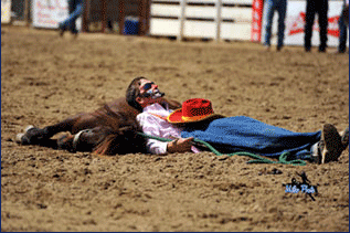 Expect the unexpected is the only way to predict the shenanigans set for bleacher crowds when funnyman Brain Potter, Newville, Alabama, enters the arena at the Flint Hills Rodeo, in Strong City, June 2-3-4. 
