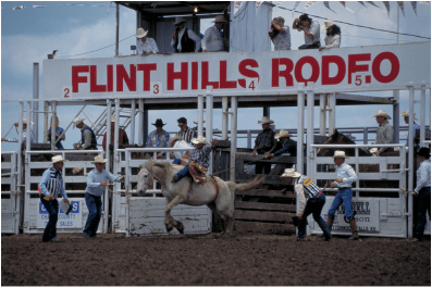 Tradition steeps highest in the country when the first bucking chute opens and top professional cowboys from throughout the United States compete in the oldest consecutive rodeo in the state of Kansas, June 2-3-4, at Strong City. 